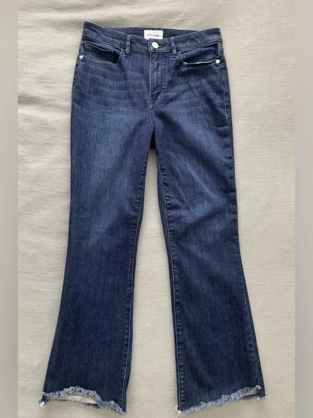 FRAME LE CROP MINI BOOT NAPLES FRAYED DESIGNER JEANS SZ 28 - Picture 7 of 16